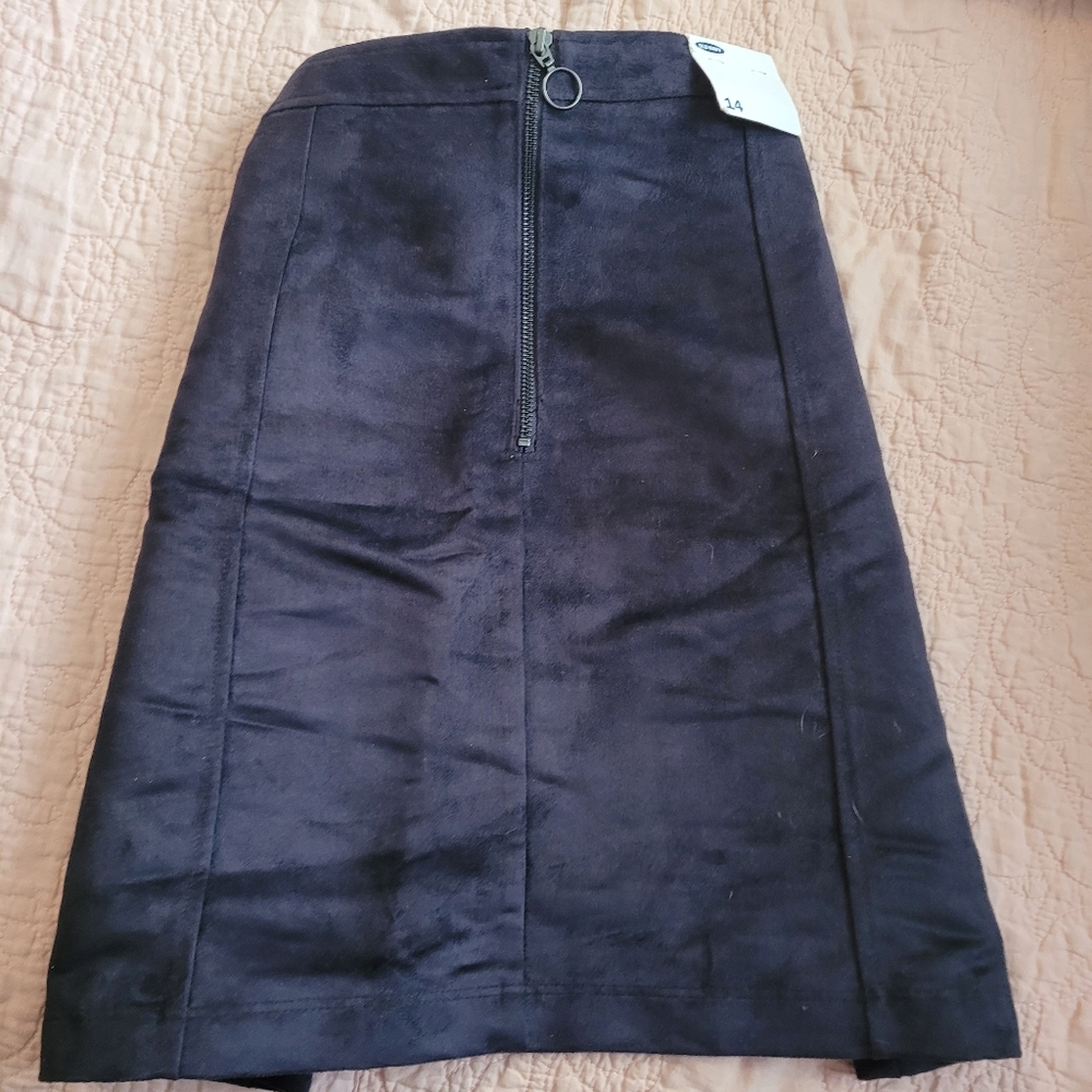 Suede a line skirt